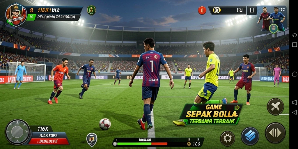 Tampilan aksi seru dalam game sepak bola 116X.
