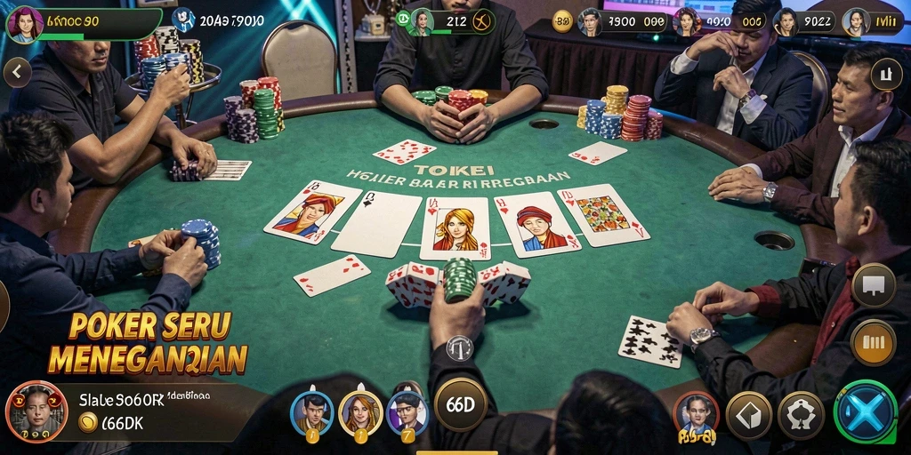 Screenshot gameplay menarik 66D dalam permainan Poker.