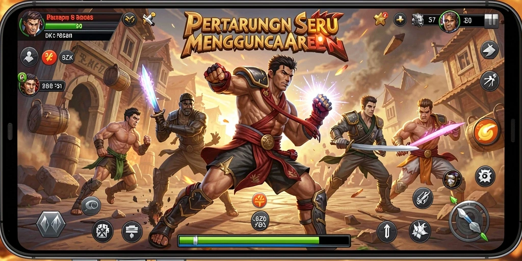 Tampilan gameplay pertarungan seru di 8ZK dengan karakter yang beragam.