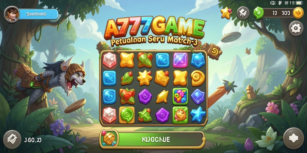 Screenshot gameplay A777GAME dengan aksi Match-3 yang seru.