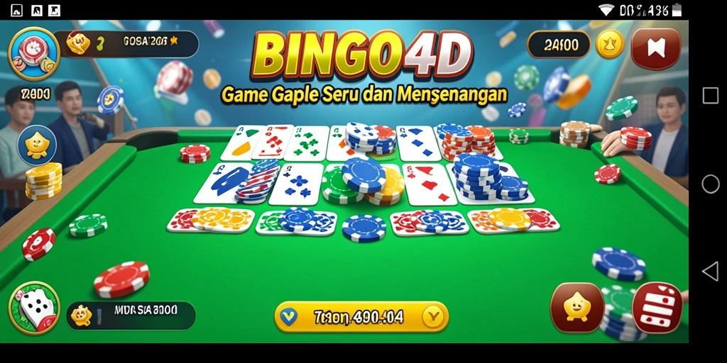 Screenshot utama BINGO4D menampilkan permainan Gaple yang seru dan interaktif.