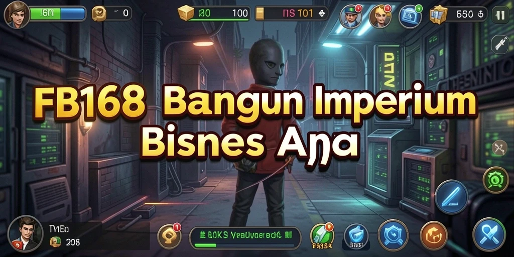 Tampilan gameplay FB168 yang menggambarkan membangun bisnis.