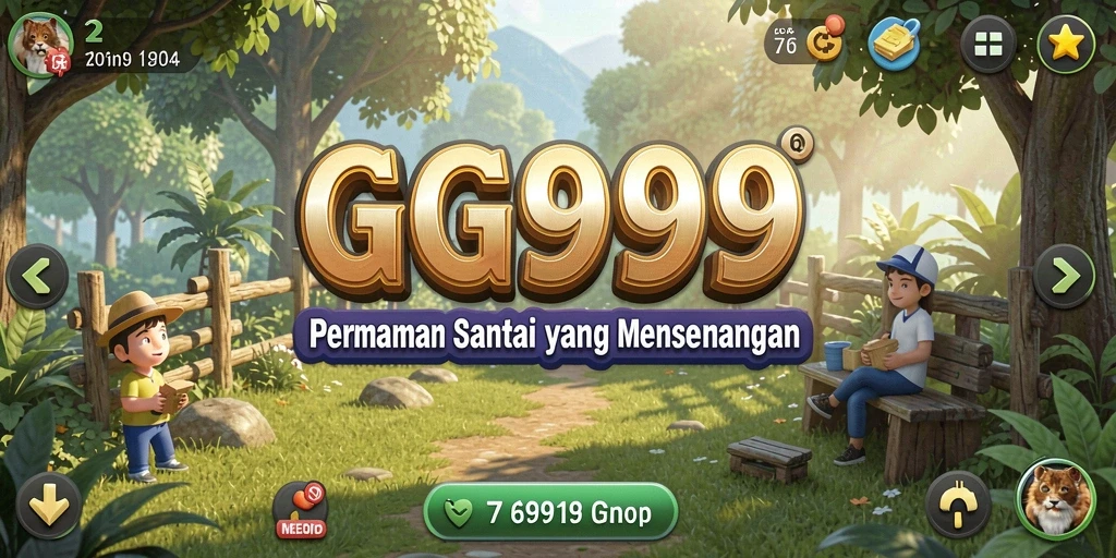 Tampilan gameplay GG999 yang ceria dan menenangkan.