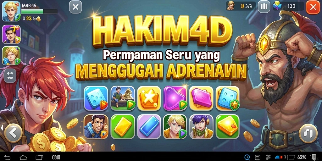 Gameplay HAKIM4D menampilkan kombinasikan elemen match-3 yang colorful.