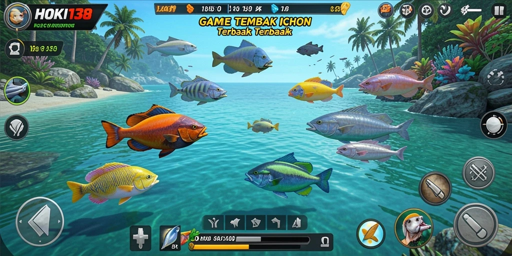 Tampilan gameplay HOKI138 dengan visual menembak ikan yang menarik.