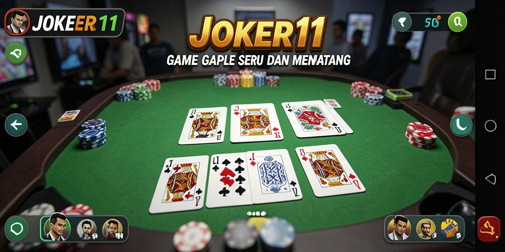 Tampilan screenshot JOKER11 dengan gameplay Gaple yang menarik dan interaktif.