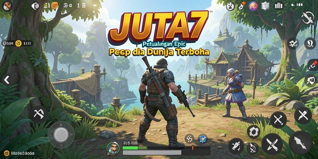 Gameplay JUTA7 menampilkan petualangan seru di dunia terbuka.