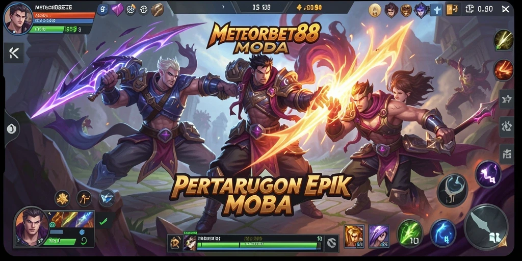 Tampilan gameplay seru di METEORBET88 saat bertarung dalam tim.