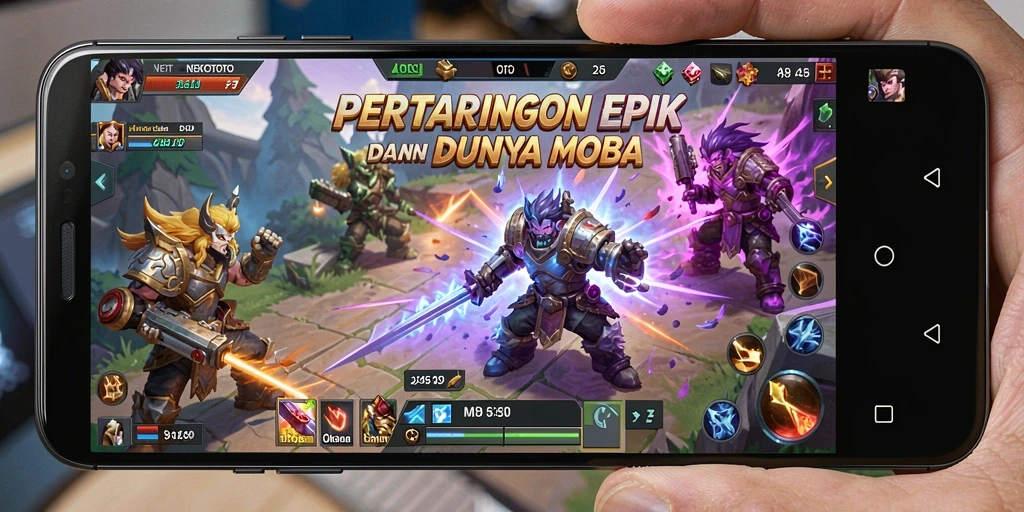 Tampilan seru gameplay MOBA di NEKOTOTO.