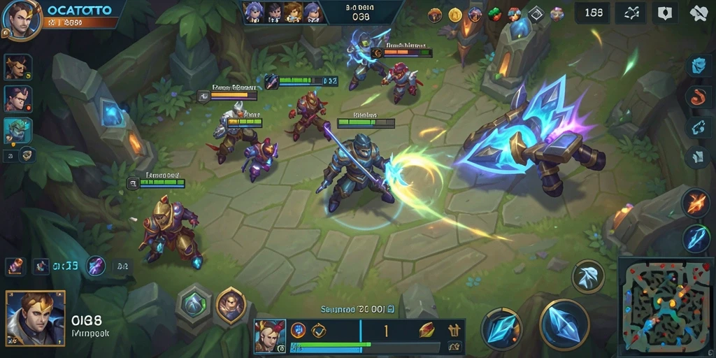Tangkapan layar OCATOTO menampilkan aksi di arena MOBA yang seru.