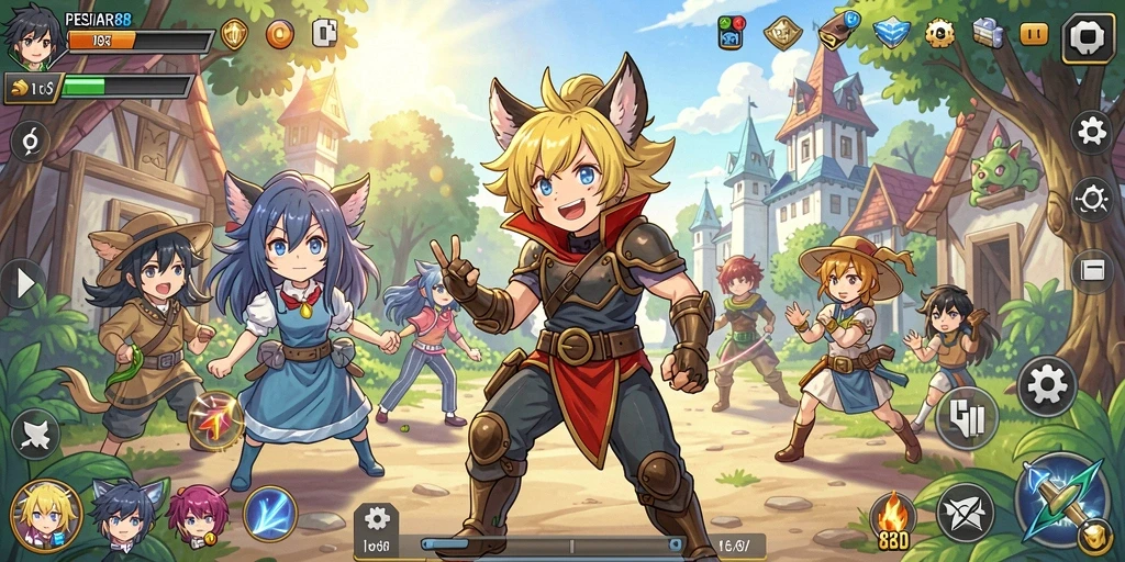 Tangkapan layar PESIAR88 menampilkan pertarungan karakter anime yang seru.