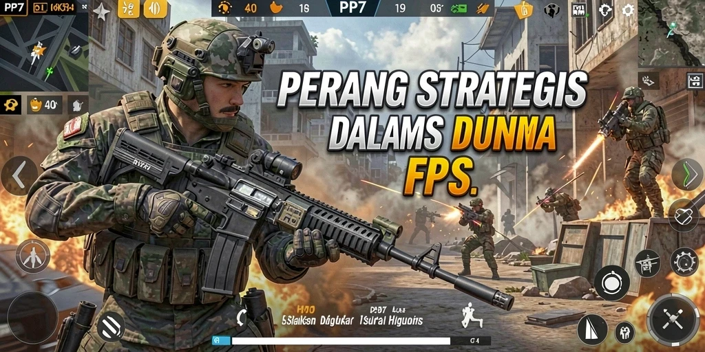 Tampilan gameplay menegangkan dalam PP7 dengan pertempuran FPS.