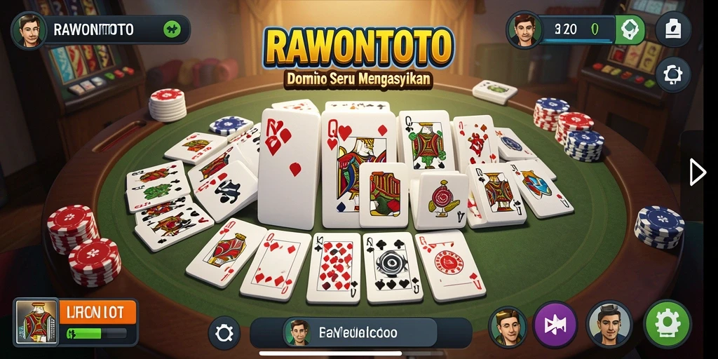 Tampilan gameplay seru RAWONTOTO yang menyuguhkan permainan Domino.