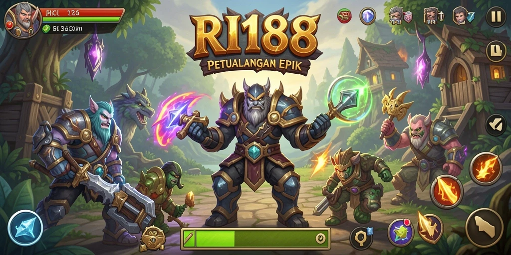Tampilan gameplay epik dalam RI188 yang menampilkan pertarungan seru.