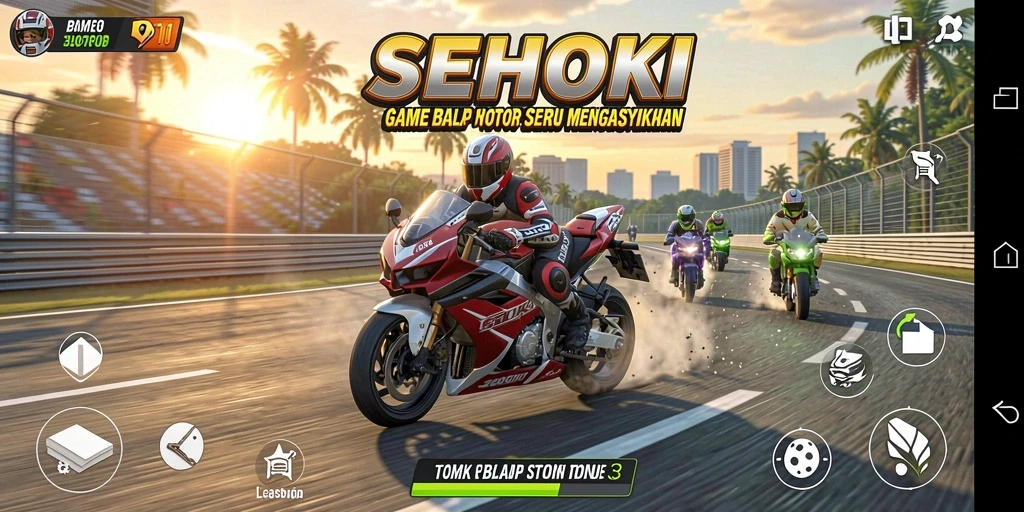 Tangkapan layar SEHOKI menampilkan aksi balapan yang seru dan mendebarkan.