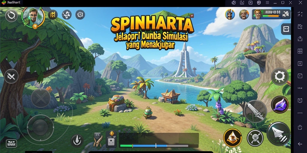 Tampilan gameplay menarik dari SPINHARTA yang penuh dengan aktivitas simulasi.