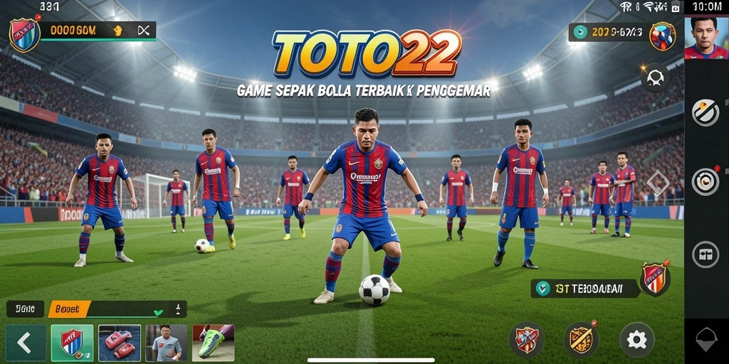 Tampilan gameplay TOTO22 yang mendebarkan di lapangan sepak bola.