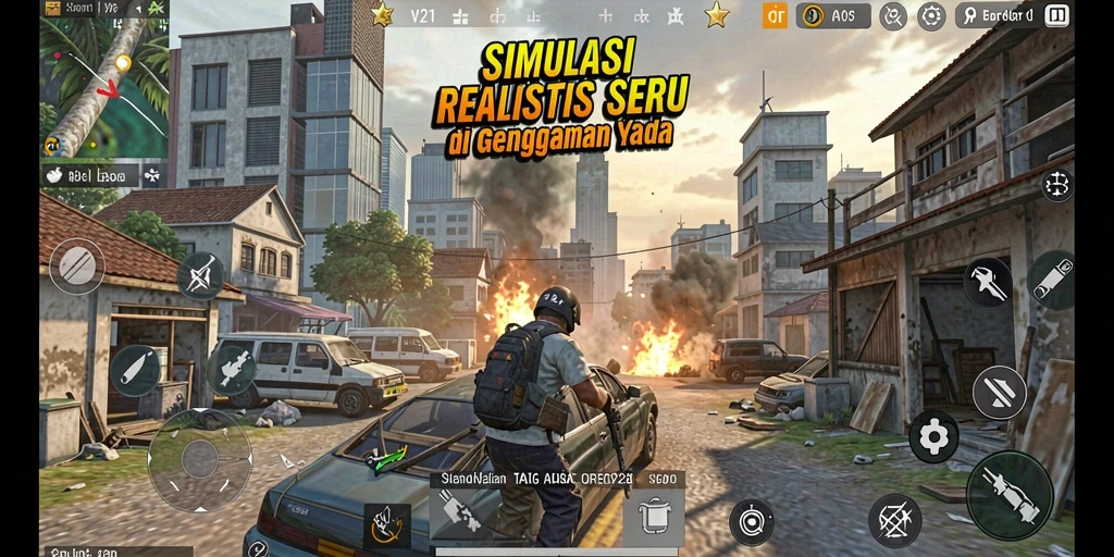 Tampilan gameplay V21 yang menarik dan realistis dalam simulasi.